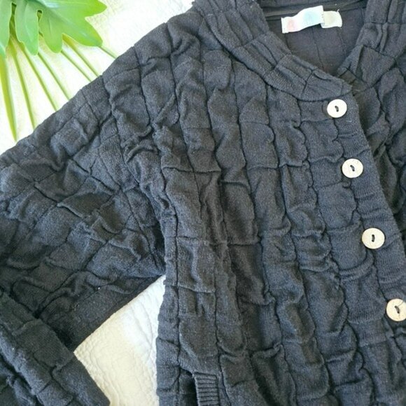 Free People Beach Women’s Cardigan Top Size Small Black Textured Cork Buttons - Picture 2 of 13
